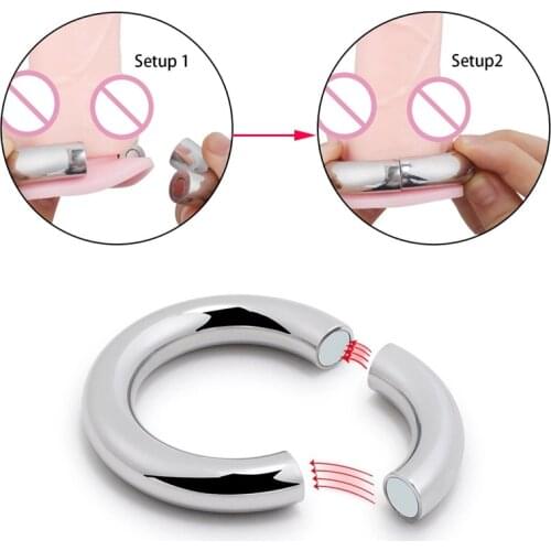 5 Sizes Heavy Duty Male Magnetic Ball Scrotum Stretcher Metal Penis Cock Lock Ring Delay Ejaculation Tool Reusable Cock Rings 18