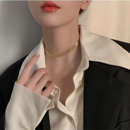 U-Magical Luxury Gold Color Metallic Chokers Necklace for Women Temperament Weave Chunky Chain Necklace Jewelry Accessories