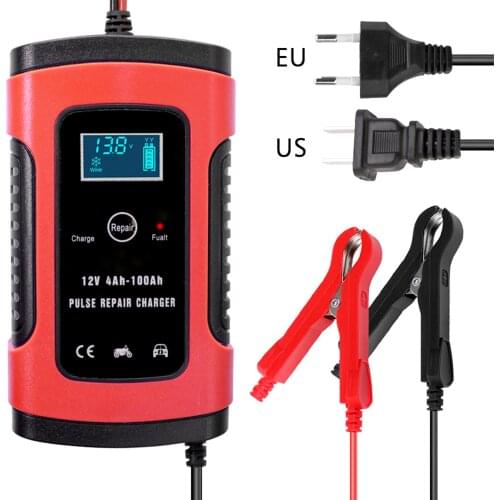 12V 6A LCD Smart Fast Car Battery Charger for Auto Motorcycle Lead-Acid AGM GEL Batteries Intelligent Charging 12 V Volt 6 A
