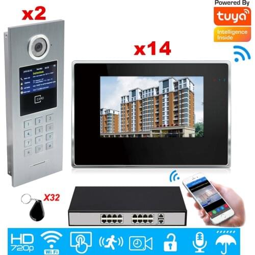 WiFi Video Door Phone Large Office Building Security Door Access Control System IP Video Intercom Tuya APP Smart Doorbell +POE