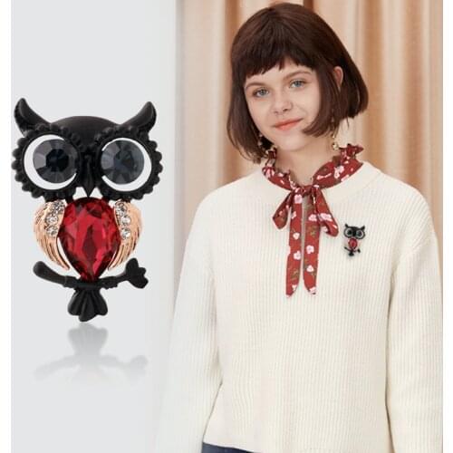 Vintage Animal Brooch For Women Cute Black Owl Pin Jewelry Party Office Clothes Scarf Buckle Garment Accessories Brooches Gift