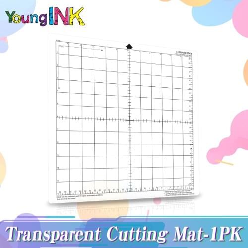 YOUNGINK Replacement Cutting Mat Transparent Adhesive Cutting Board with Measuring 12 * 12 Inch for Cameo Plotter Cricut Machine