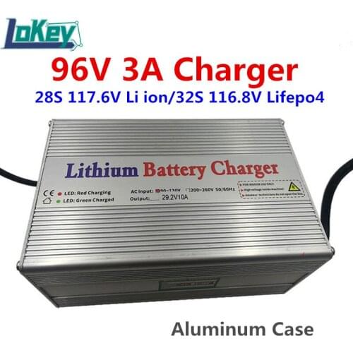 96V 3A Smart Charger 28S 117.6V Li ion 32S 116.8V Lifepo4 High Voltage Charger For Lithium Battery Li ion Lipo Lifepo4 Battery