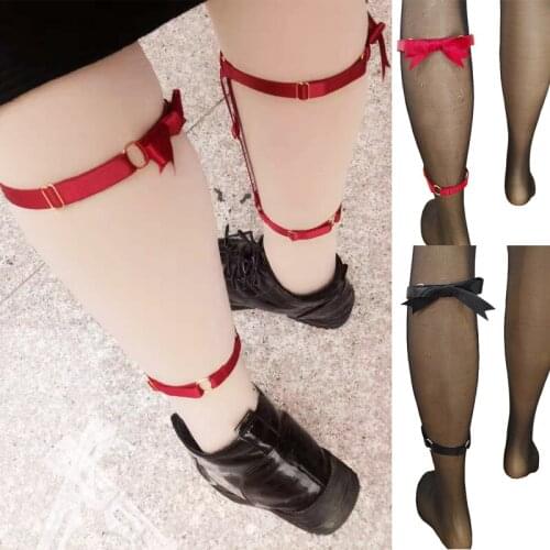 Body Harness Garter Belt Sexy Goth Black Red Bow Leg Harness Fetish Bondage Harness Festival Rave Wear Lingerie Wedding Garters