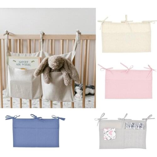 1Pcs Cotton Baby Crib Hanging Storage Bag Baby Cot Bed Brand baby Bed Organizer Toy Diaper Pocket for cc Bedding