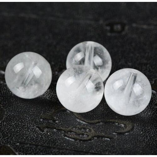 10PCS Natural Rock Crystal Clean Quartz Round Loose Beads White Crystal 6mm 8mm 10mm 12mm 14mm TSB0398