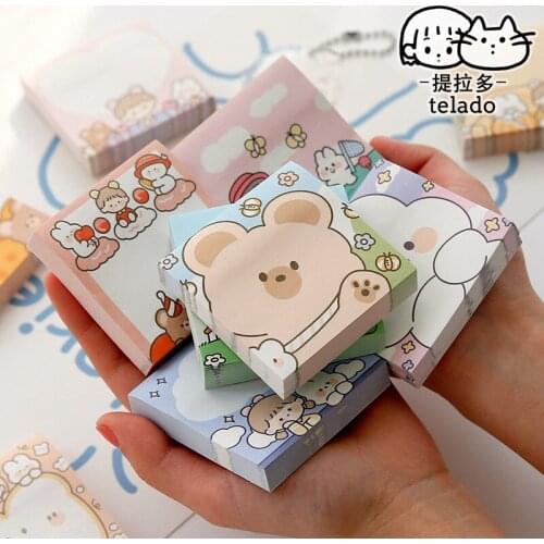 100 Sheets Cute Animal Series Memo Pad Message Sticky Notes Decorative Girl Notepad Note Paper Stationery Office Supplies