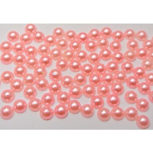 1000 Pink Half Pearl Bead 6mm Flat Back Round Gems Scrapbook