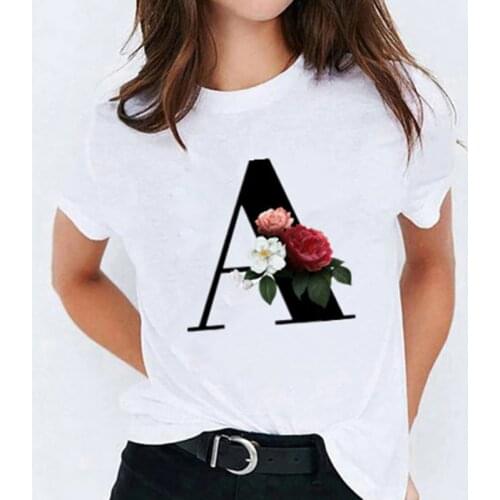 2021 New Women T-shirts 26 Letter Printed Vogue Harajuku Tops Casual Tee Summer Short Sleeve Female T shirt for Women Clothing