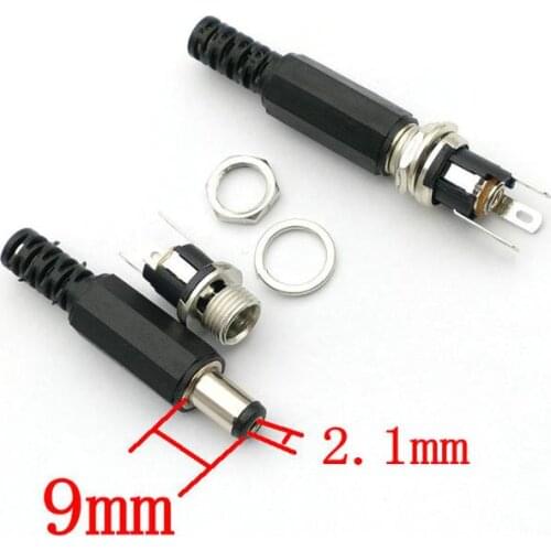 50set/100set DC Power 5.5mm x 2.1mm( female Socket + male plug) Panel Mount adapter