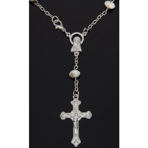 6mm Acrylic Colorful Beads Cross Pendant Bracelets Jesus Religious Orthodox Catholic Charm Rosary Jewelry Gifts