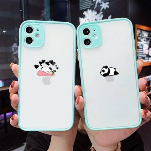 Panda Cat Dinosaur fashion Phone Case For iPhone 12 11 Mini Pro XR XS Max 7 8 Plus X Matte transparent blue Back Cover