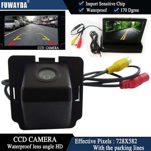 FUWAYDA Color CCD Chip Car Rear View Camera for Mitsubishi Outlander 2007-2010 + 4.3 Inch foldable LCD TFT Monitor WATERPROOF HD