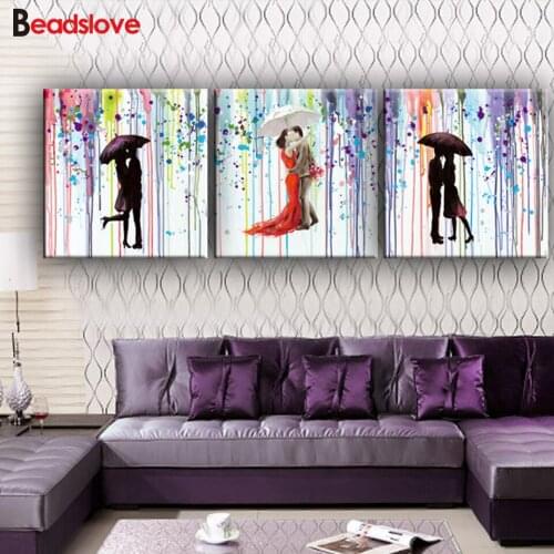 Color art Romantic Kiss Lovers Umbrella diamond painting full square mosaic new diamond embroidery wonderful Wedding anniversary