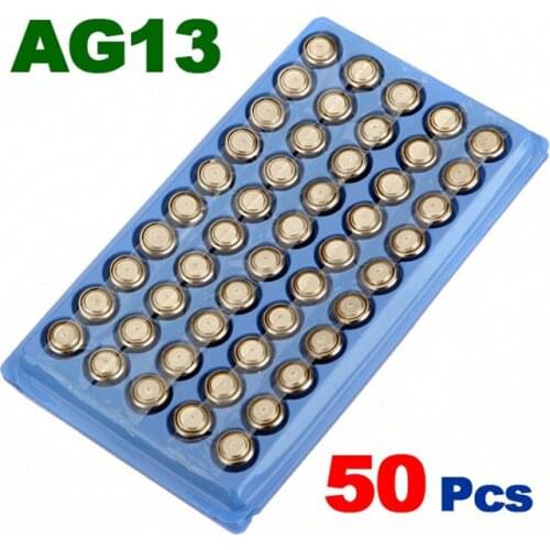 Dinto Wholesale 50pcs/lot AG13 LR44 SR44 357 Button Cell Battery 1.5V Alkaline Coin Battery for Toy Flashlight Watch