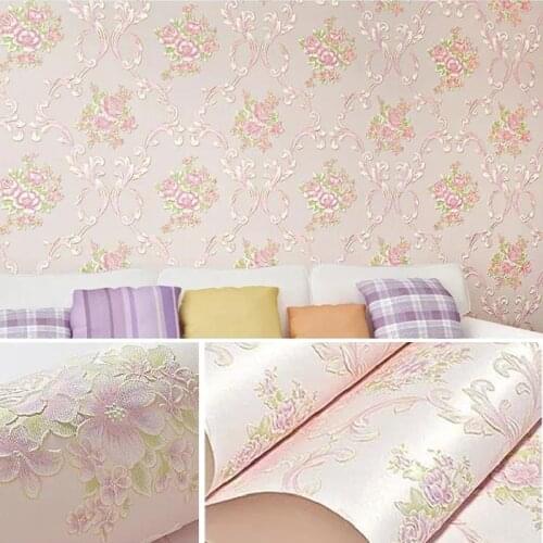 European 3D Floral non woven wallpaper self adhesive wall paper Rolls garden flower warm bedroom living room Decor Wallcovering