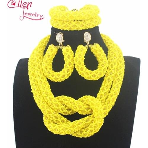 Exclusive Statement Necklace African Beads Jewelry Sets Handmade nigerian Wedding beads Womens Jewellery Set E1006