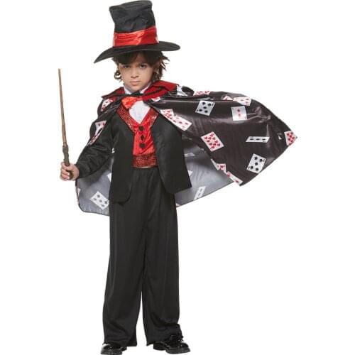Reneecho Boy Magician Costume Deluxe Halloween Costume Kids Purim Carnival Outfit