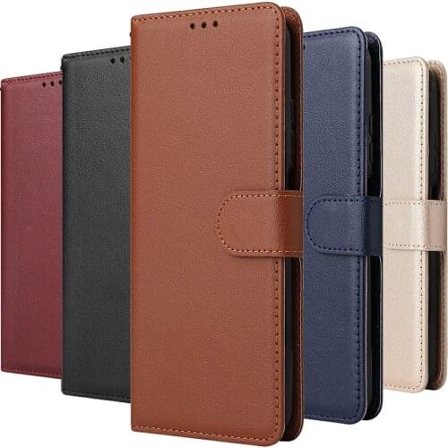 Solid Color Leather Wallet Case For Xiaomi Redmi 5 5A 6 6A 7 7A 8 8A 9 9A 9C Note 4 4X 5 6 7 8 9 10 Pro 8T 9T 9S 10S Flip Cover