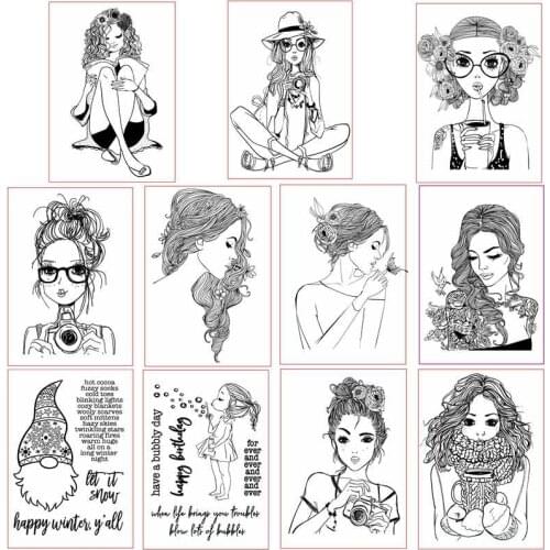 Hot Sell Camera Reading Sitting Girls Series Clear Transparent Stamps Scrapbooking For Card Album Making Silicone Stamps 2019