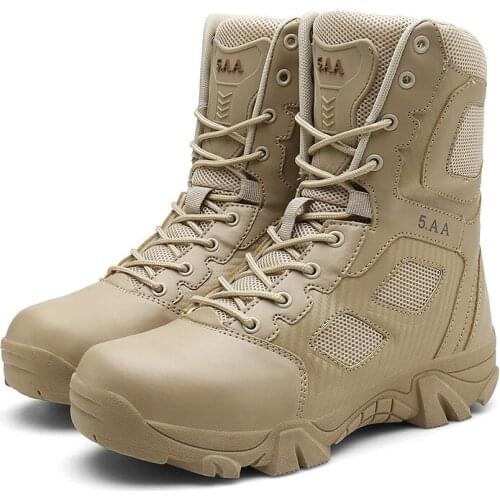 Male Fashion Leather Hiking Boots Tactical Desert Boot Military Sport Army Camping Shoes Breathable Ankle Boots Big Size 39-47