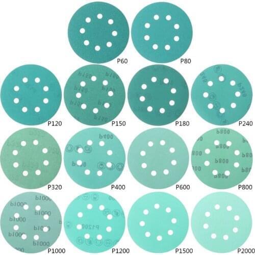 10pcs Professional Anti Clog 125mm Sandpaper 5" Polyester Film Sanding Disc Wet and Dry Hook and Loop Abrasive Tools with Grits