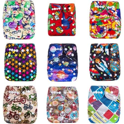 High Quality Washable Eco-Friendly Diaper Adjustable Printed Nappy Reusable Cloth Diapers Fit 3-15kg baby Drop Shipping