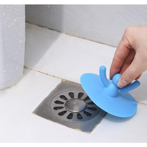Shower Drain Stopper Plug Cartoon People Silicone Bathtub Cover Hair Catchers for Floor Laundry Kitchen Bathroom JW