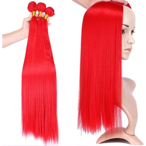 22 Inch Brazilian Straight Hair Bundles 100 Gram One Piece Synthetic Hair Weave Ponytail Hair Extensions for Africa Women
