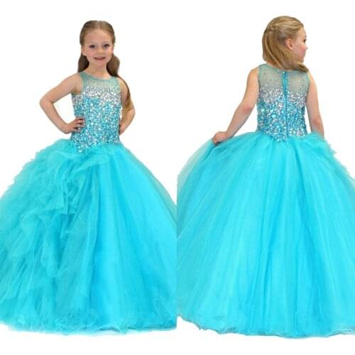 Puffy Flower Girl Dresses Off The Shoulder Princess Dress Tulle Puffy Firs Communion Dress Cute Kids Dress