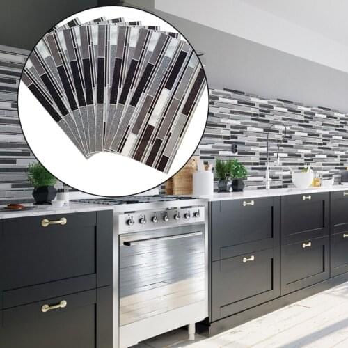 Peel and Stick Wall Tile White Grey Marble Mosaic Self Adhesive Backsplash DIY Kitchen Bathroom Home Wall Decal Sticker Vinyl