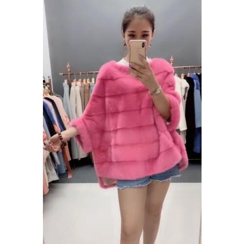 2020 Mink Skin Fur New Fashion Women Coat Bat Shirt Jacket Autumn Winter Short Popular Mink Fur Coat