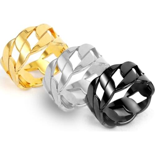 Simple Design Chain Ring Cool Stainless Steel Adjustable Men Ring Punk Street Style Neutral Ladies Jewelry Party Gift