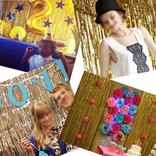 Diy Decoration Rose Gold Party Decoration Thin Paper Strip Tinsel Curtain Wedding Birthday Photo Background Supplies