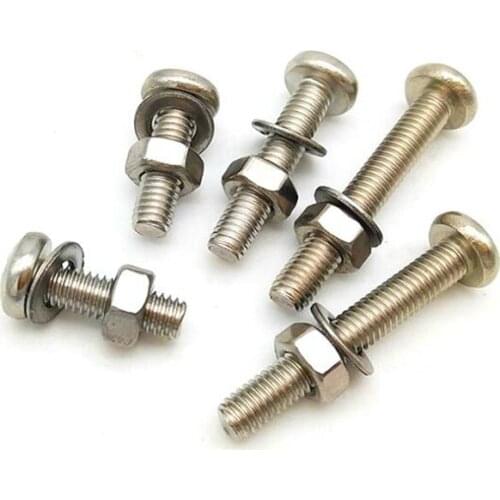 304 Stainless Steel Philips Round Head Screw Nut M 4M5 M6 Cross Screw 20PCS