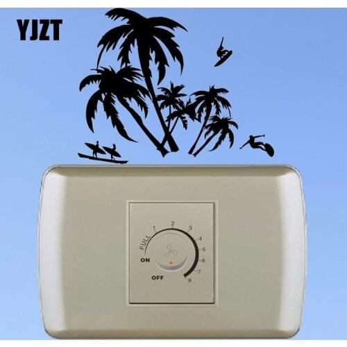 YJZT Palm Beach Surfing Extreme Sport Ocean Vinyl Decor Light Switch Stickers Wall Door Decals 8SS2319