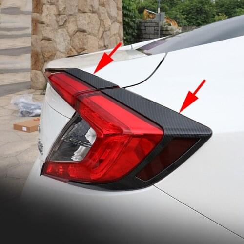 Carbon Fiber Look Taillight Brake Up Light Cover For Honda 10th Civic Sedan 2016-2019 Tail Lamp Strips 4Pcs Kits Accessories
