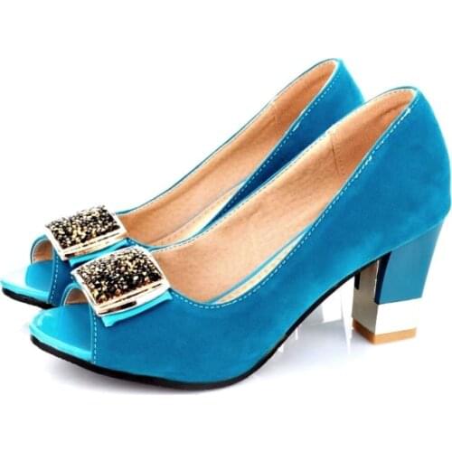 Big Size 1 ladies high heels women shoes woman pumps Fish-billed, thick-heeled, single-shoe woman