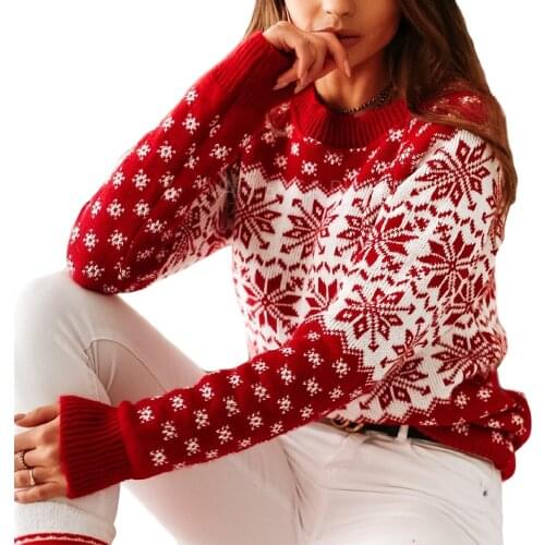 Women Sweater Long Sleeve Round Neck Knitted Autumn Winter Warm Top Christmas Costume Best Gifts 2020 New Arrival