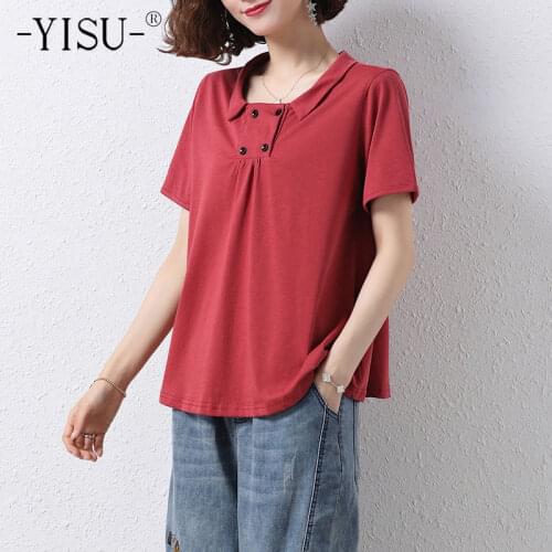 YISU Women Summer Sweaters Lapel Summer tops Solid color Slim Short sleeve Jumper Sweater Thin Casual Knitted Pullover