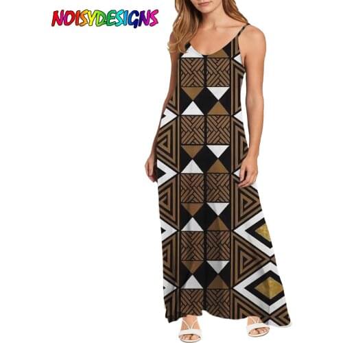NOISYDESIGNS Sexy V Neck Sling Party Dress Women Retro African Tribal Prints Long Dress Summer Beach Ladies Dress Womens Clothes