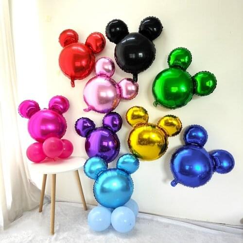 1pc Rainbow Color 24inch Mickey Head Foil Balloons Gradient Minnie Mouse Wedding Birthday Party Decorations Kids Baby Girl Globo