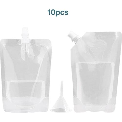 10pcs 420ml Stand Up Plastic Drink Bag Packaging Spout Pouch for Beverage Liquid Juice Milk Coffee Camping Outdoor Storage