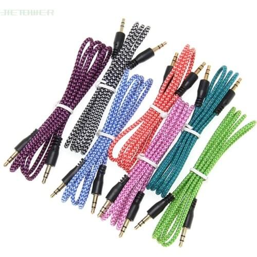 100pcs 3.5mm Plug Multicolor Nylon Aux Audio Jack Cable Line Cord For Car MP3 PC For Xiaomi Andriod For Iphone Hdmi Aux Cable