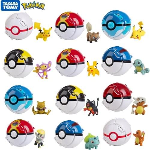 20 Styles Pokemon Balls With Cosplay Anime Figure Pikachu Squirtle Charmander Eevee High Quality Pet Action Model Toy Gifts