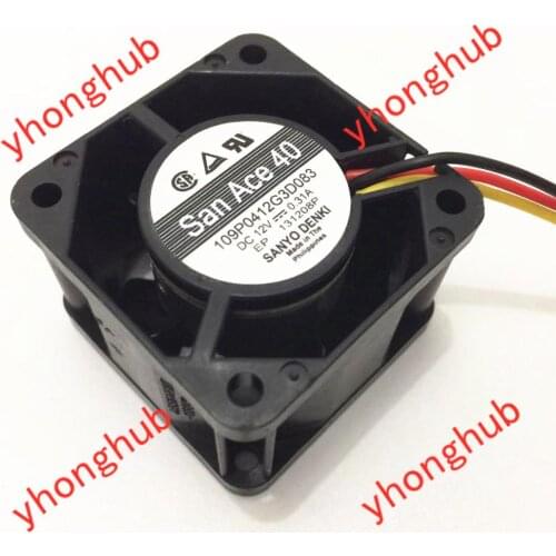 Sanyo Denki 109P0412G3D083 DC 12V 0.31A 40x40x28mm 3-wire Server Cooling Fan