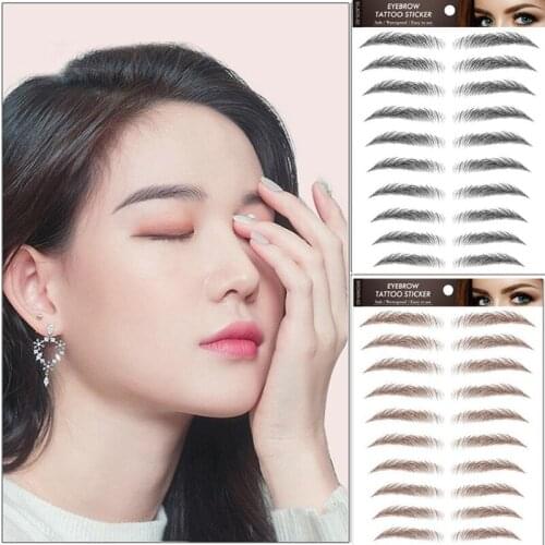 5Sheet 6D Eyebrow Sticker Hair-like Eye Brow Tattoo Sticker Long Lasting False Eyebrow Enhancer Grooming Shaping Eye Brow Makeup