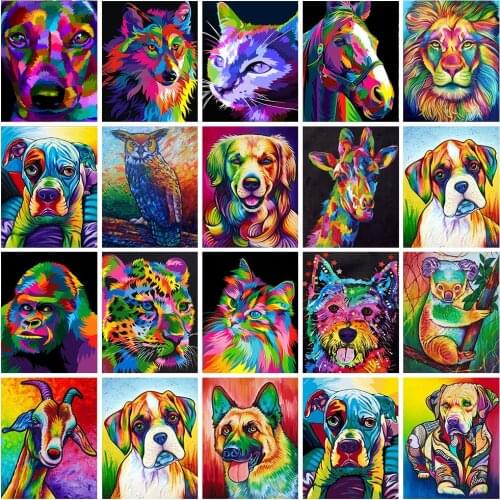 5D Diy Diamond Painting Animals Lion Cat Dog Cross Stitch Kit Full Drill Embroidery Mosaic Art Picture Of Rhinestones Decor Gift