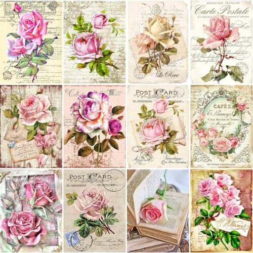 Diamond Art for Adults Retro Flowers Full Drill Mosaic Round Square Rhinestones Accessories Embroidery Kits for Home Decoration