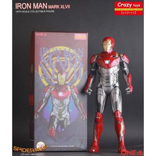 Crazy Toys Marvel Ironman Mark XLVII Mk47 1/6 scale Iron Man PVC Statue Action Figure Model Toys in Movie Spiderman